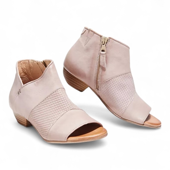 MIZ MOOZ Clermont Peep Toe Leather Heeled Booties Laser Cut Sandals Heels 7.5 - Picture 1 of 14